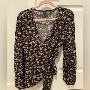 Floral Print Wrap Top